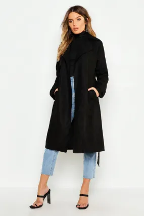 Faux Suede Trench Coat