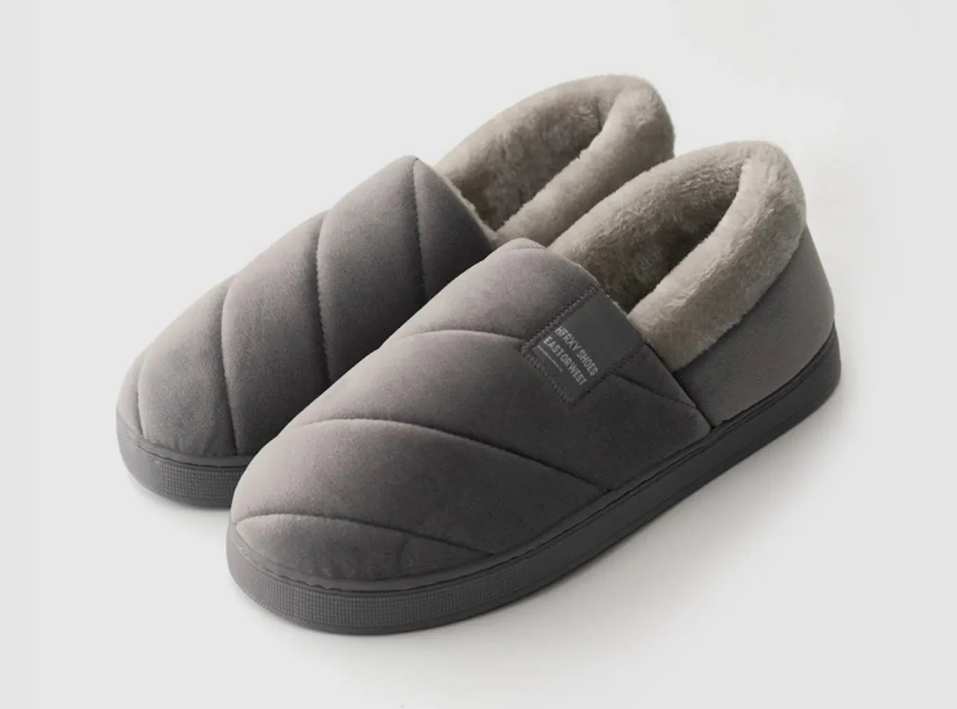 FitVille Men's Thick-Soled Warm Cotton Slippers