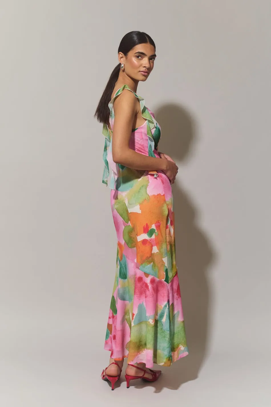 Frill maxi dress