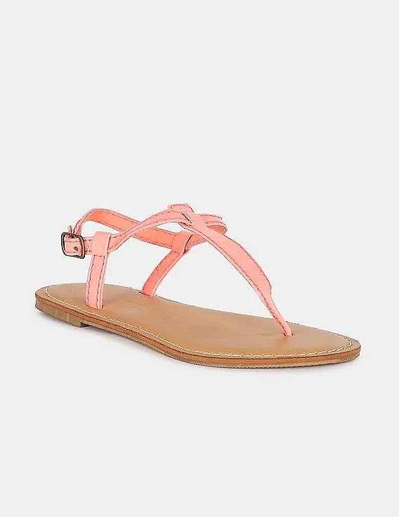 GAP Girls Neon Coral T-Strap Sandals