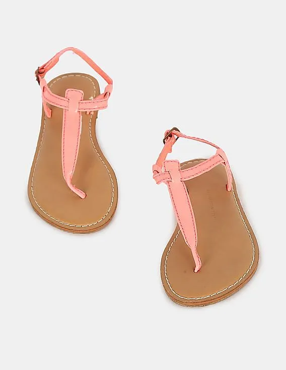 GAP Girls Neon Coral T-Strap Sandals