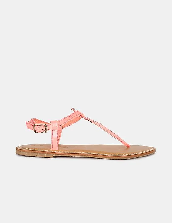 GAP Girls Neon Coral T-Strap Sandals