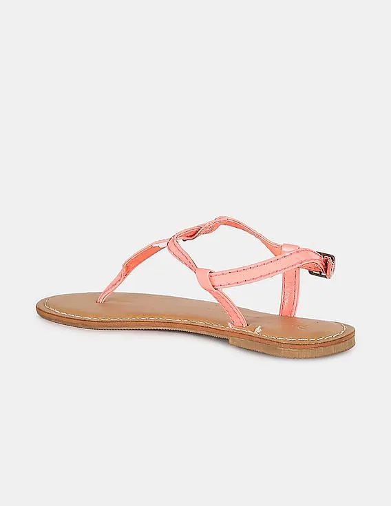 GAP Girls Neon Coral T-Strap Sandals