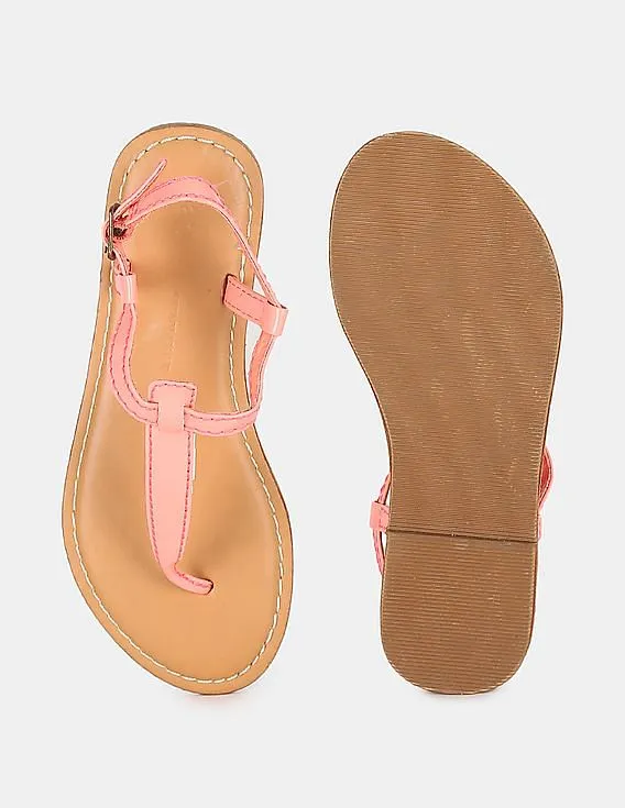 GAP Girls Neon Coral T-Strap Sandals