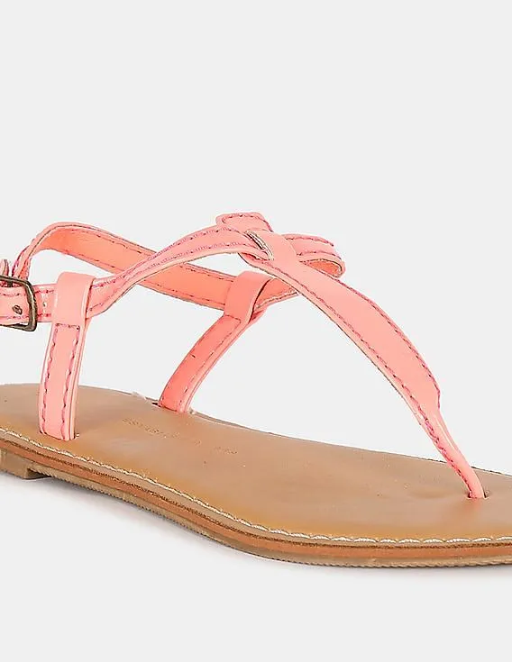 GAP Girls Neon Coral T-Strap Sandals