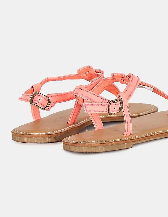 GAP Girls Neon Coral T-Strap Sandals