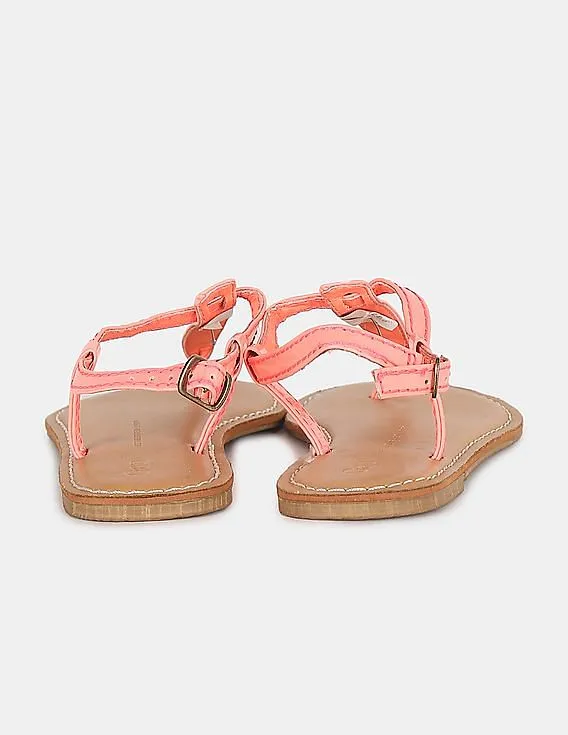 GAP Girls Neon Coral T-Strap Sandals