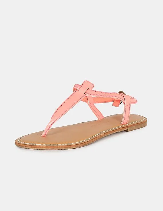 GAP Girls Neon Coral T-Strap Sandals