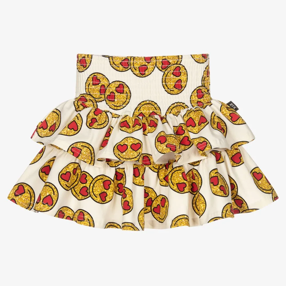 Girls Ivory Emoji Skirt