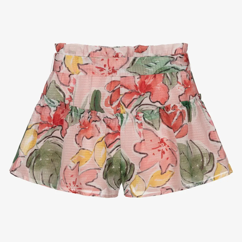 Girls Pink Floral Shorts