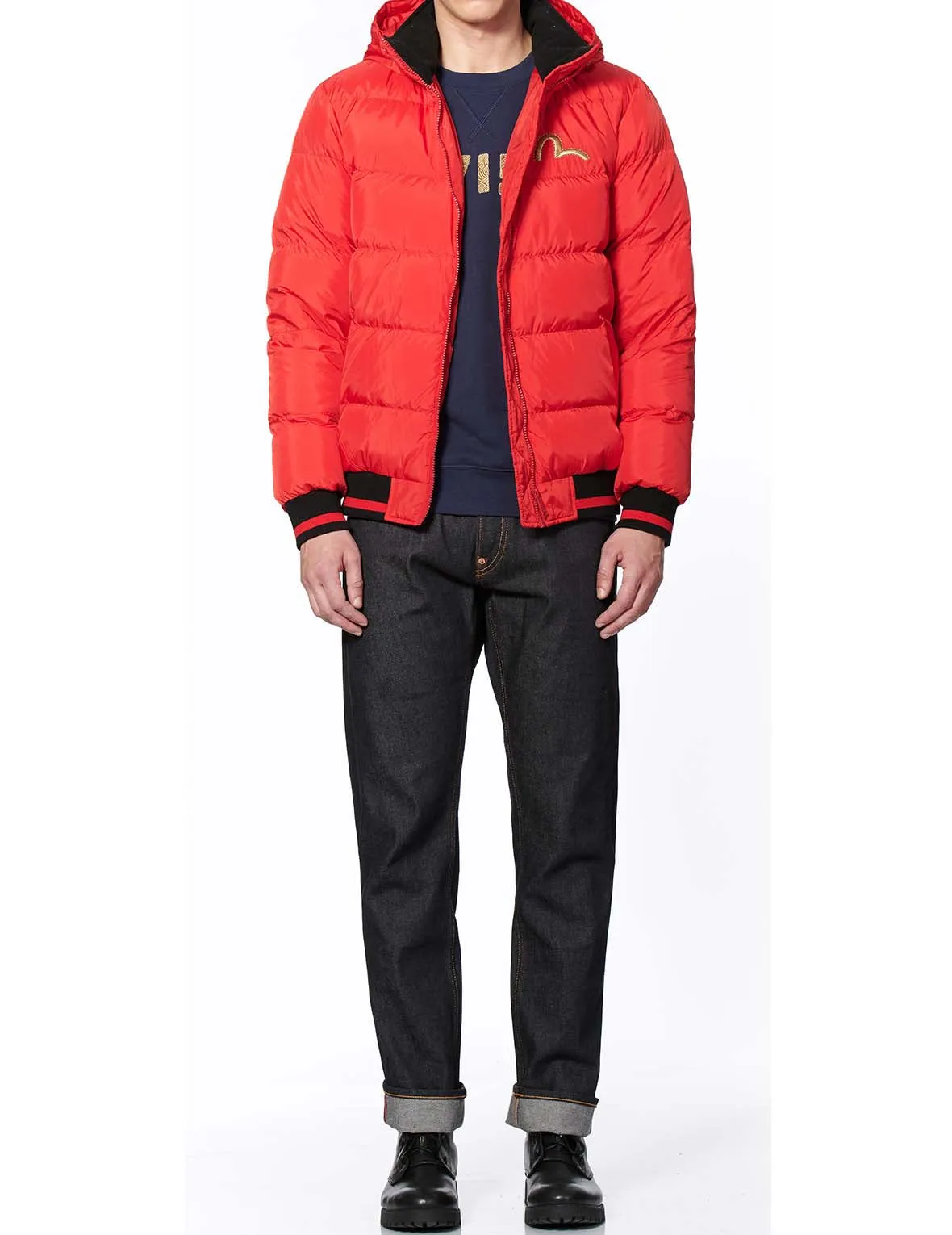 Godhead Embroidered Color Blocking Down Jacket