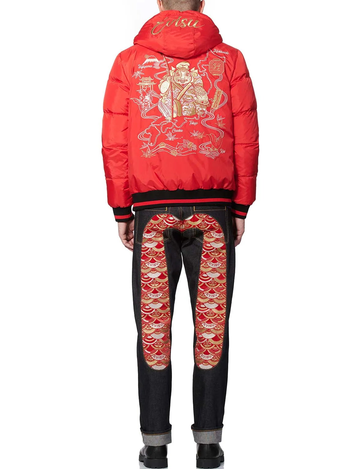 Godhead Embroidered Color Blocking Down Jacket