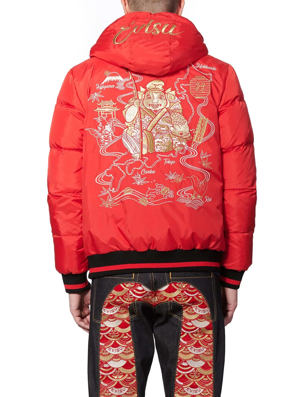 Godhead Embroidered Color Blocking Down Jacket