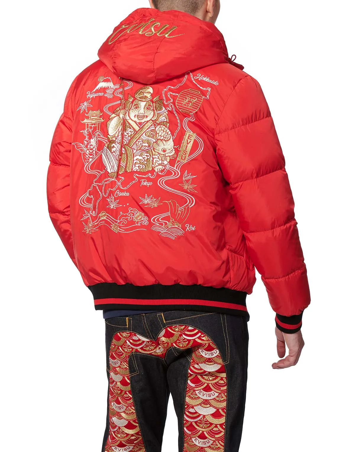 Godhead Embroidered Color Blocking Down Jacket