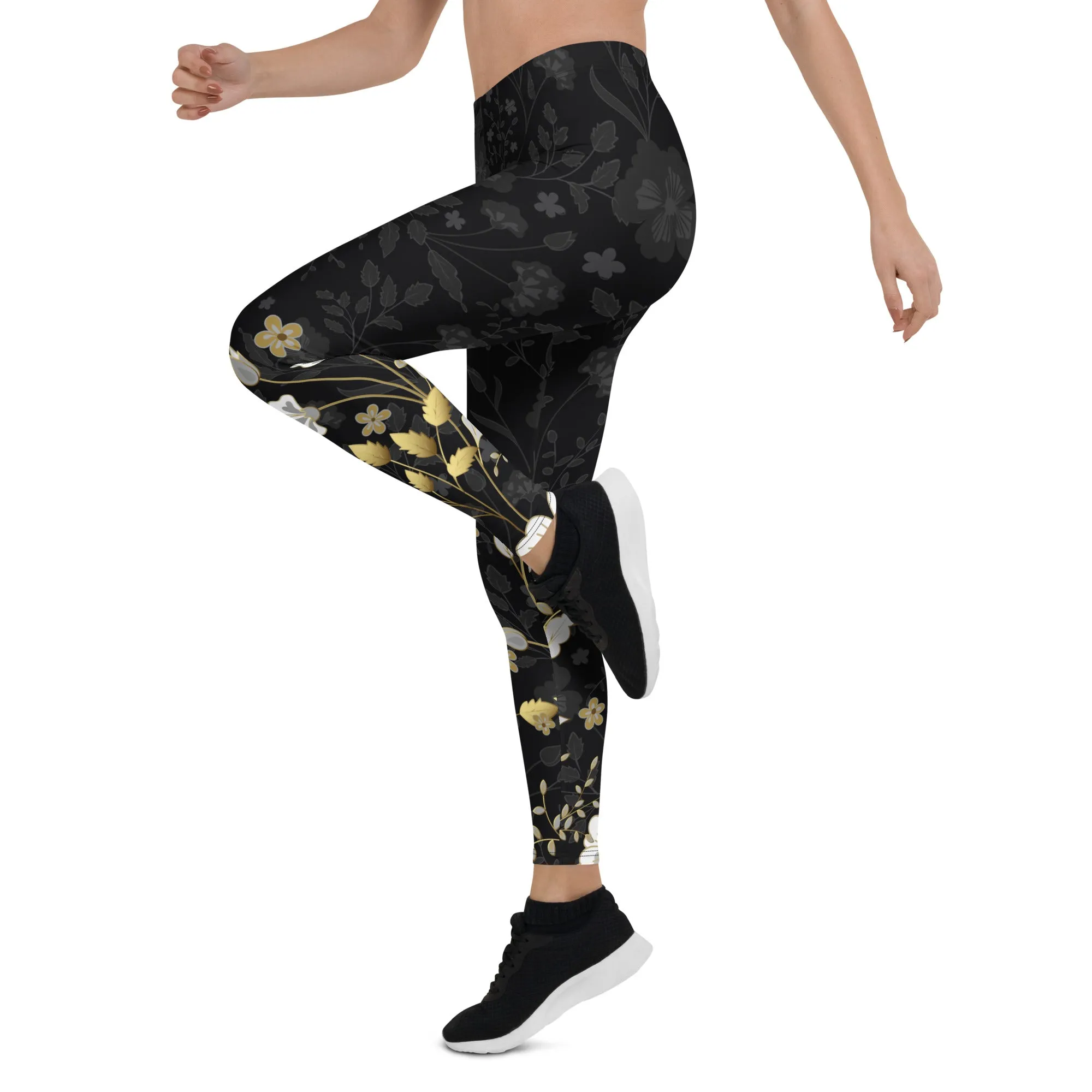 Golden Floral Leggings