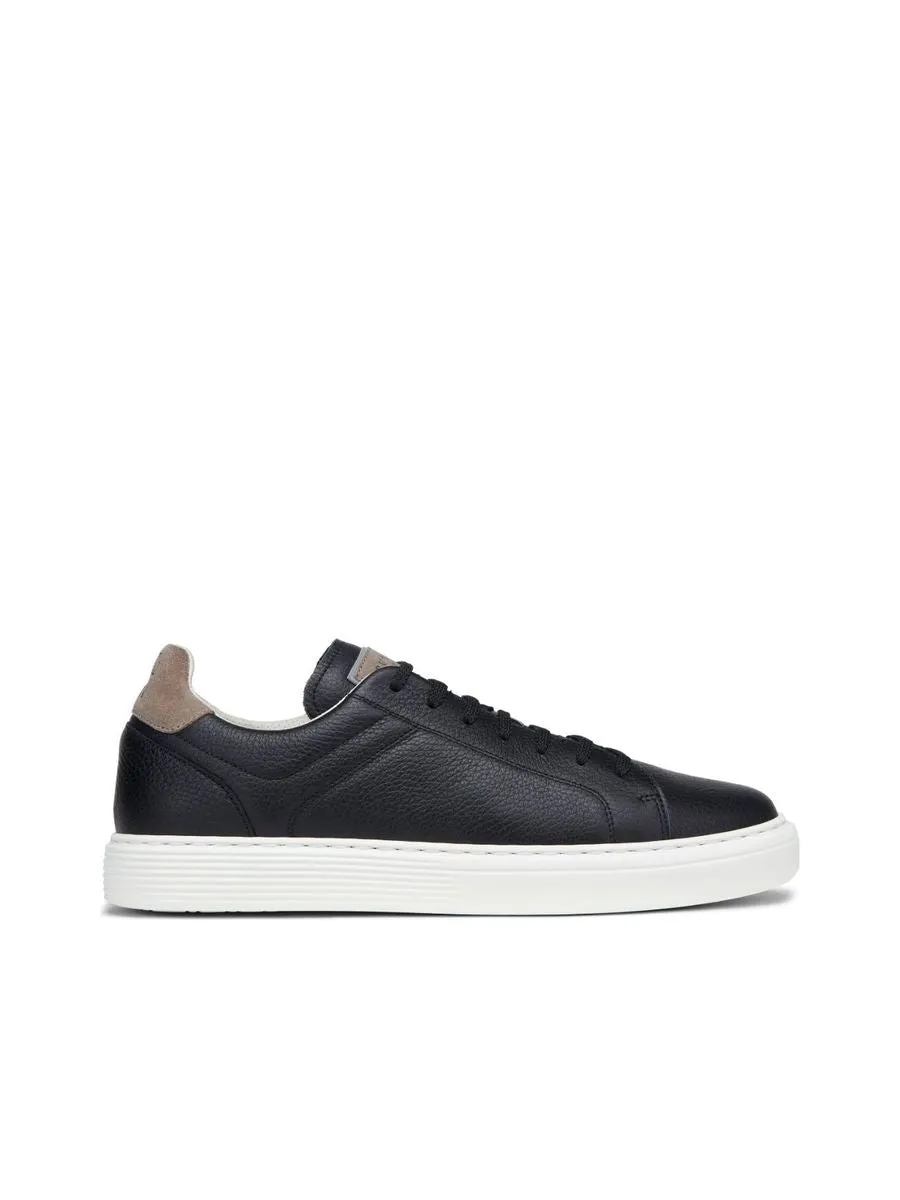 Grained Texture Lowtop Leather Sneakers