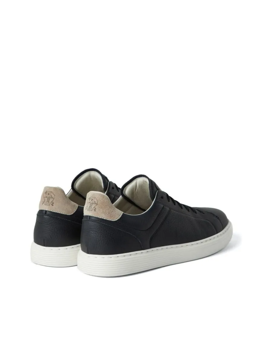 Grained Texture Lowtop Leather Sneakers