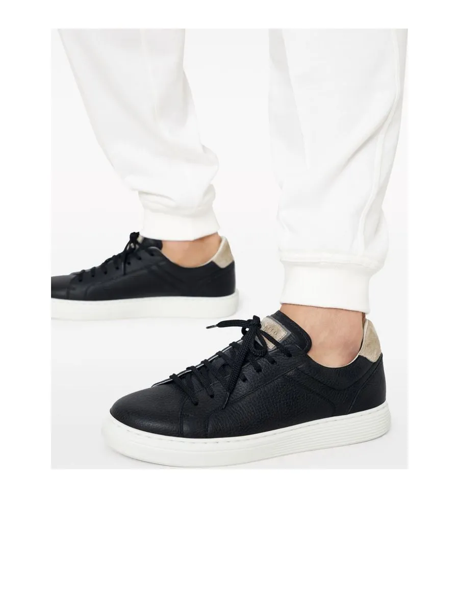 Grained Texture Lowtop Leather Sneakers