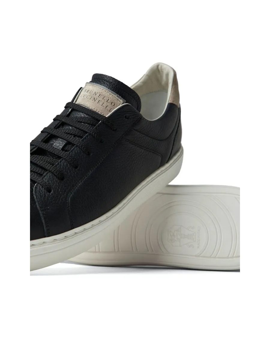 Grained Texture Lowtop Leather Sneakers