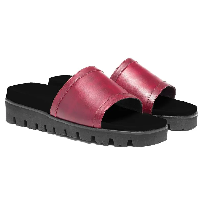 Guido Maggi Panarea Full Grain Sandals Burgundy