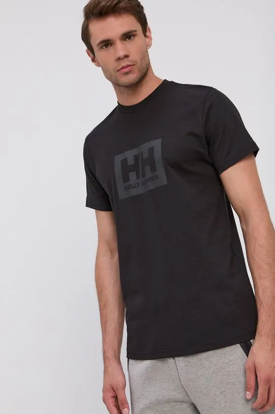 Helly Hansen cotton t-shirt TOKYO black color with a print 53285