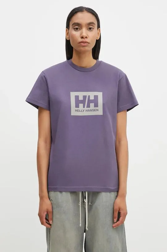 Helly Hansen cotton t-shirt TOKYO violet color with a print 53285