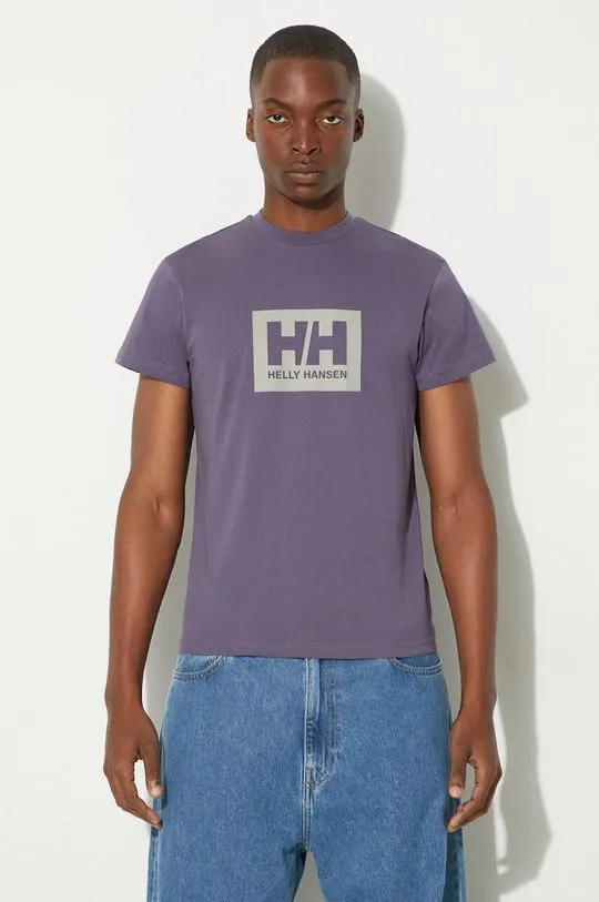 Helly Hansen cotton t-shirt TOKYO violet color with a print 53285