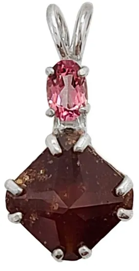 Hessonite Garnet Mini Magician Stone? with Oval Cut Pink Topaz