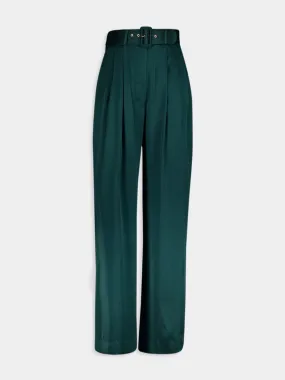 High-Waisted Teal Trousers