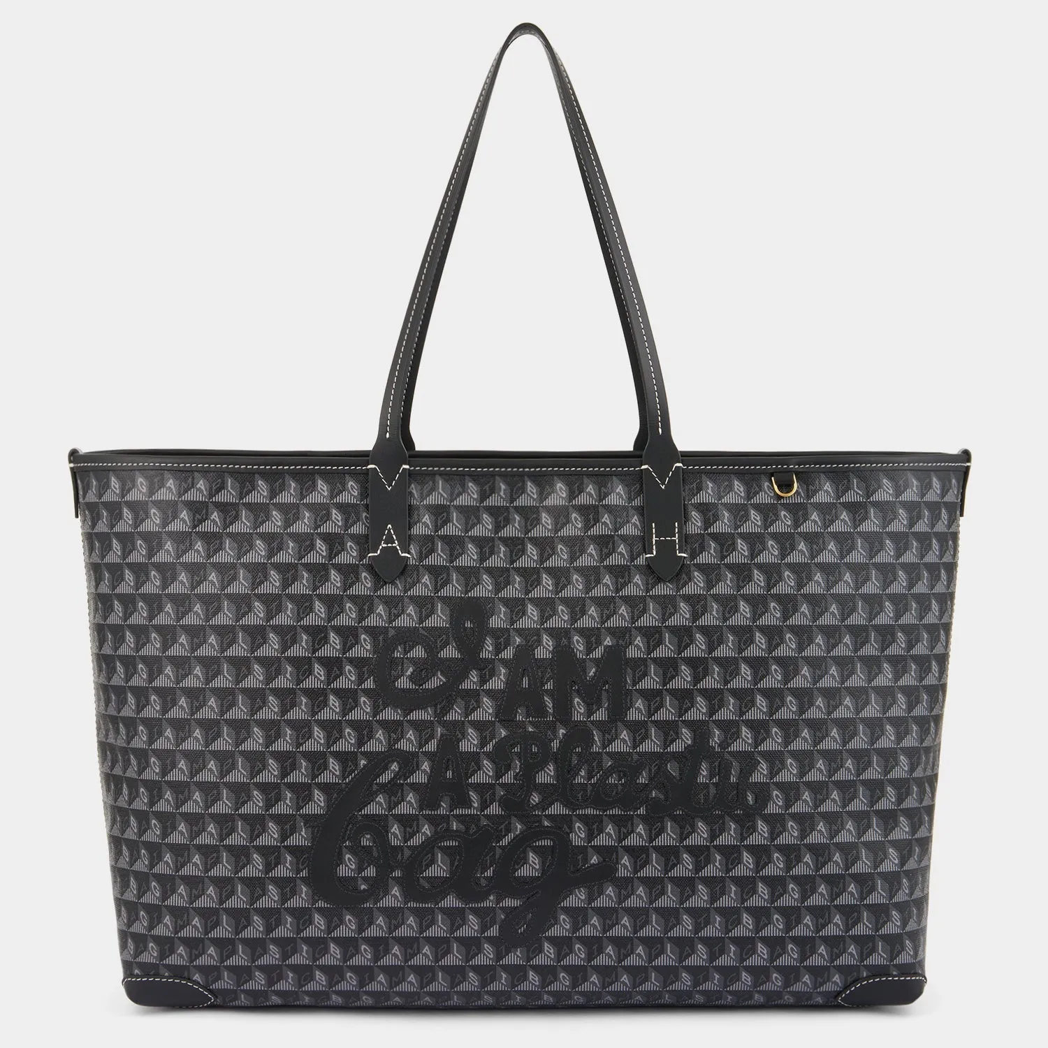 I Am A Plastic Bag Zipped Motif Tote-              