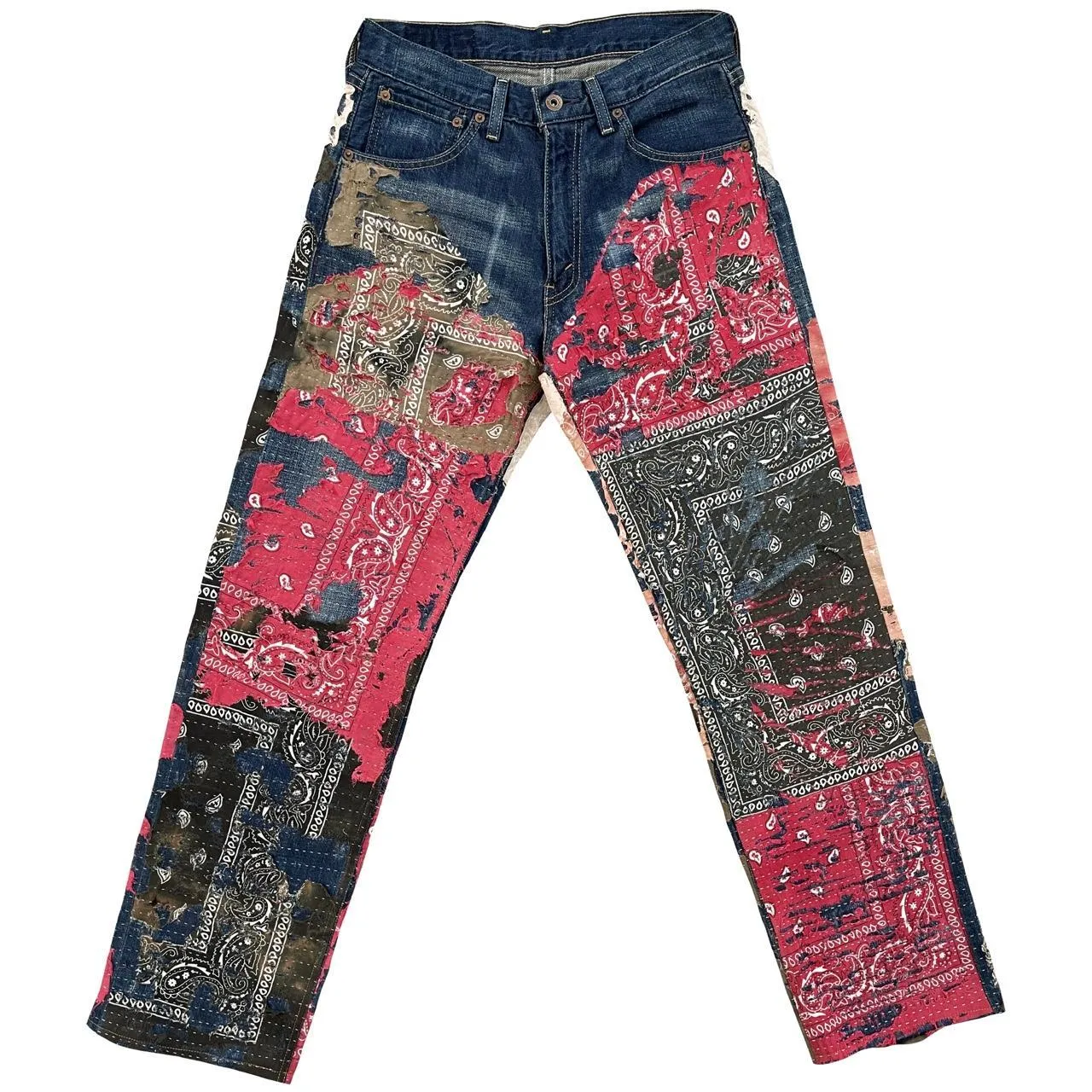 Japanese Boro Sashiko Bandana Jeans