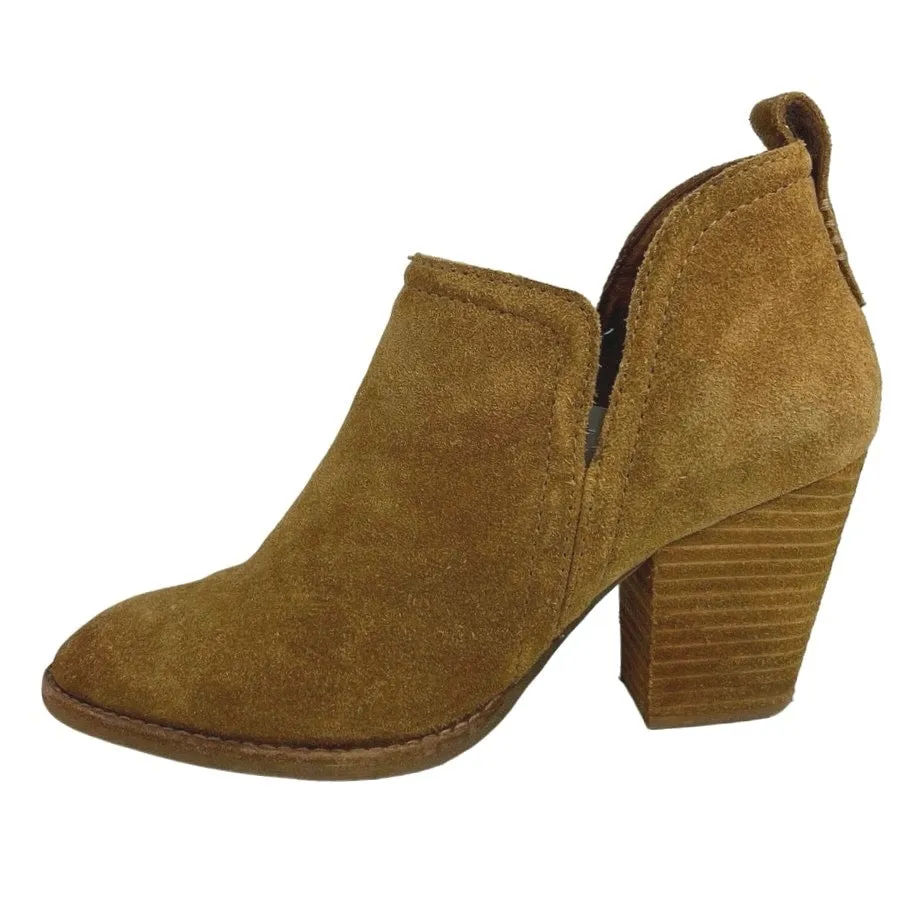 Jeffrey Campbell Rosalee Tan Suede Block Heel Western Ankle Boots Booties 6.5