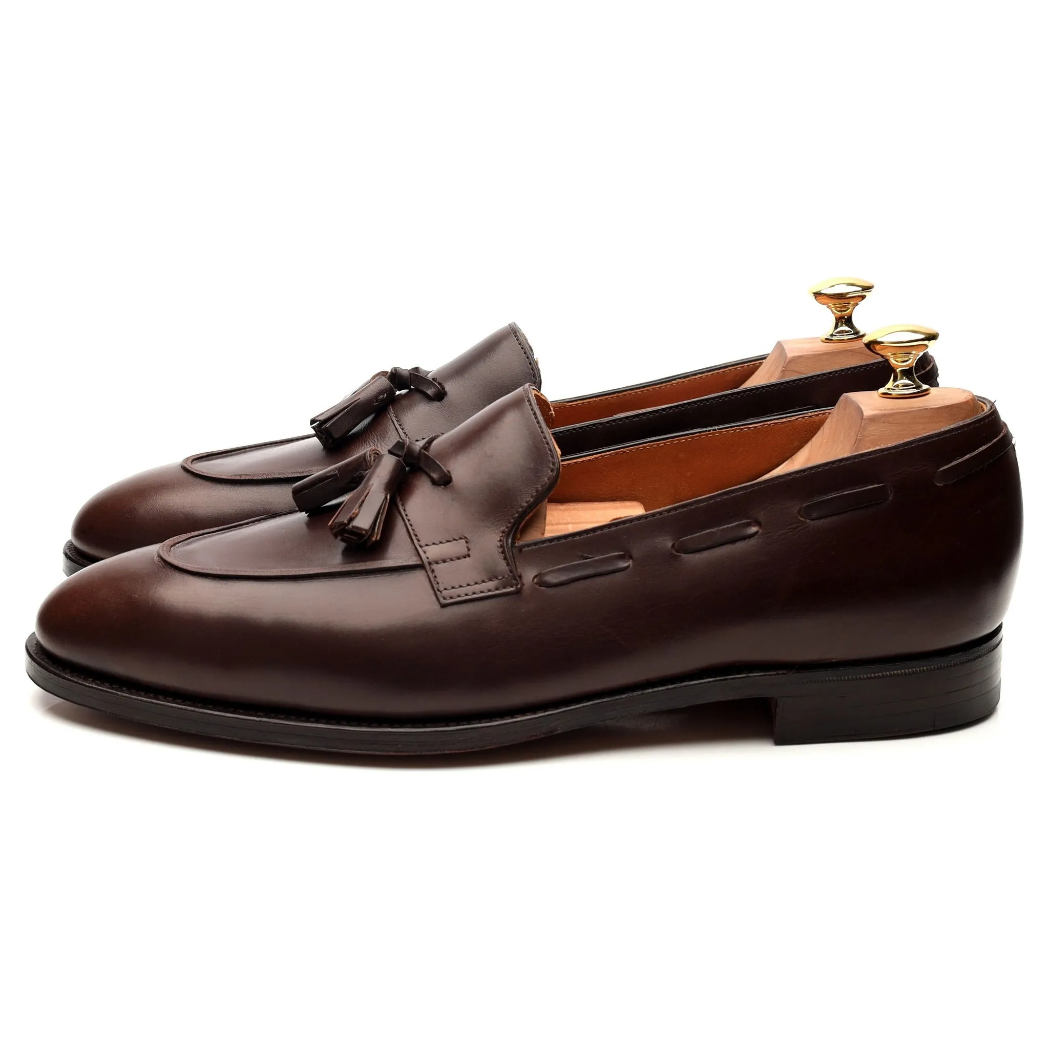 'Jihel' Dark Brown Leather Tassel Loafers UK 10.5 E