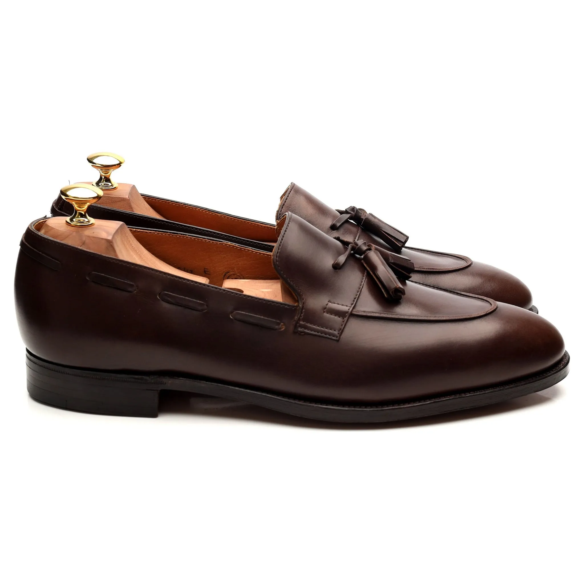 'Jihel' Dark Brown Leather Tassel Loafers UK 10.5 E