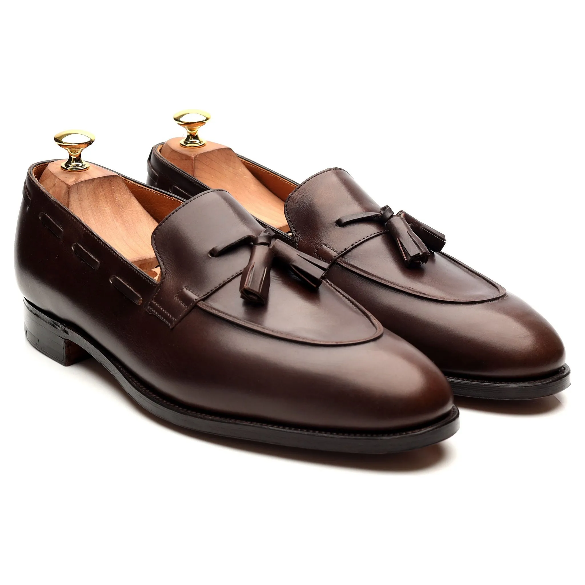 'Jihel' Dark Brown Leather Tassel Loafers UK 10.5 E