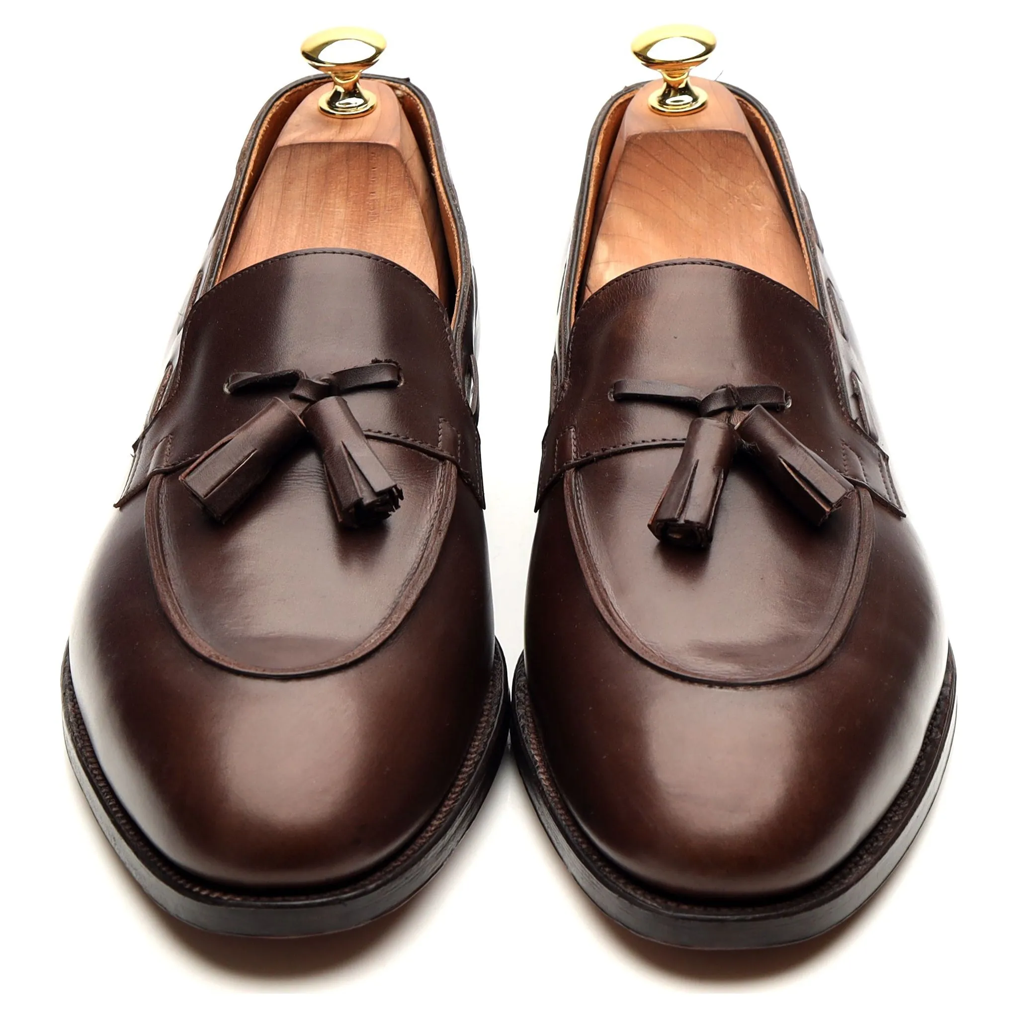 'Jihel' Dark Brown Leather Tassel Loafers UK 10.5 E