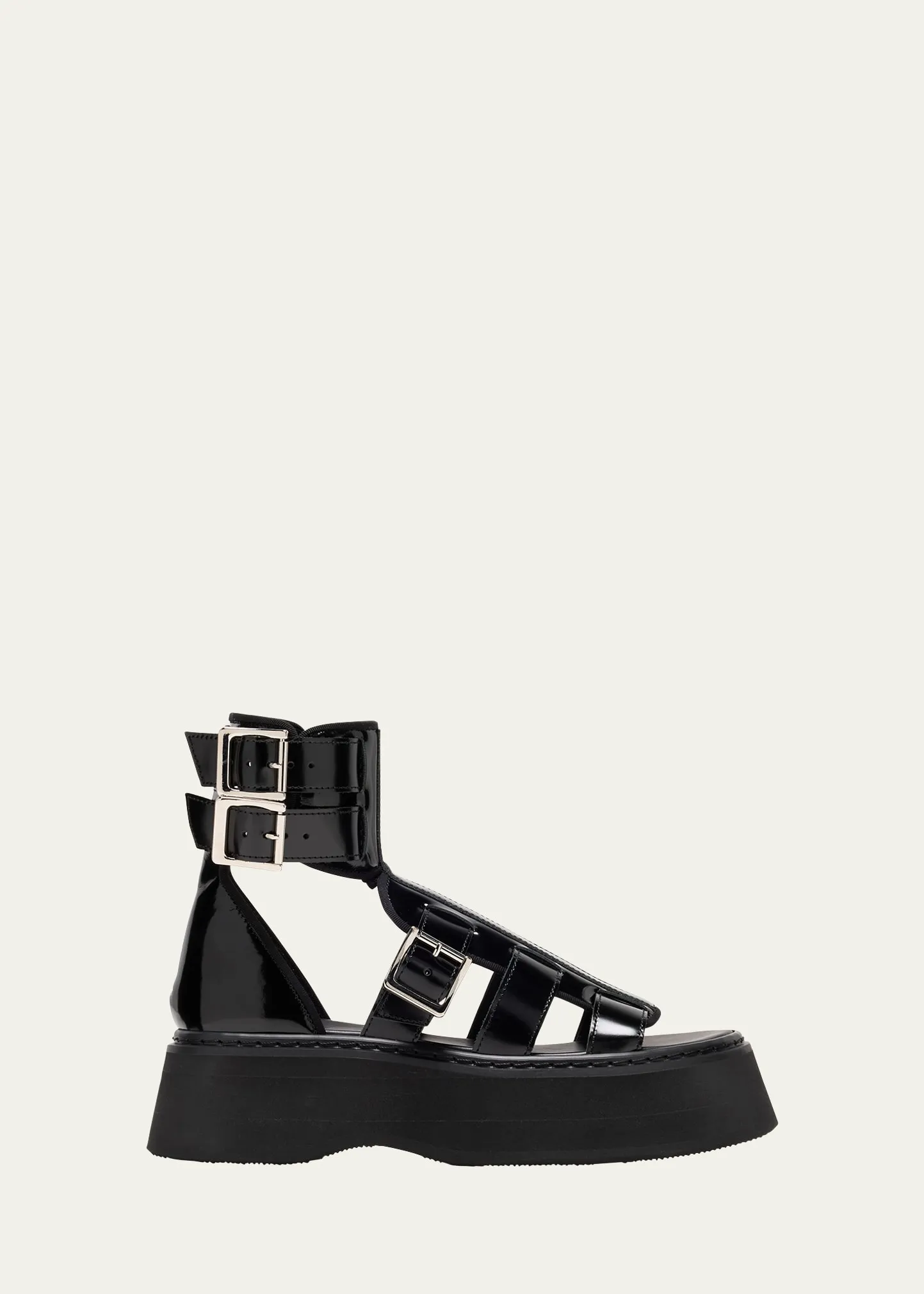 Junya Watanabe Glossy Leather Buckle Cuff Sandals