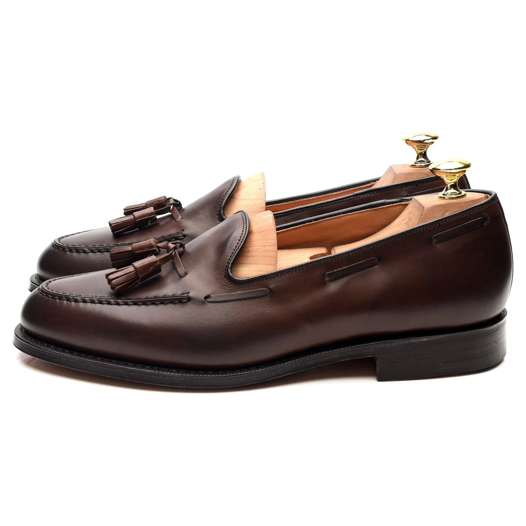 'Keats II' Dark Brown Leather Tassel Loafers UK 8 G