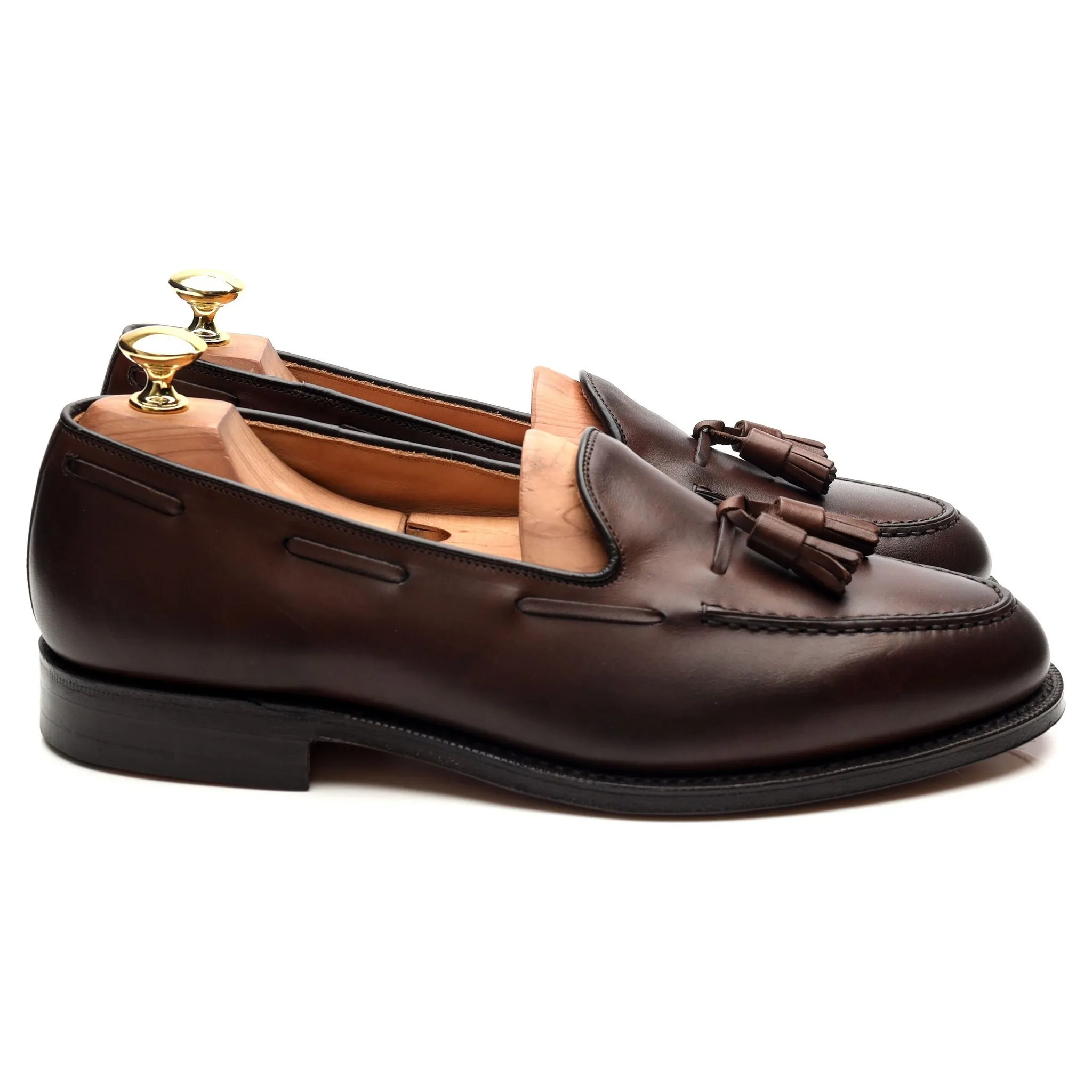 'Keats II' Dark Brown Leather Tassel Loafers UK 8 G