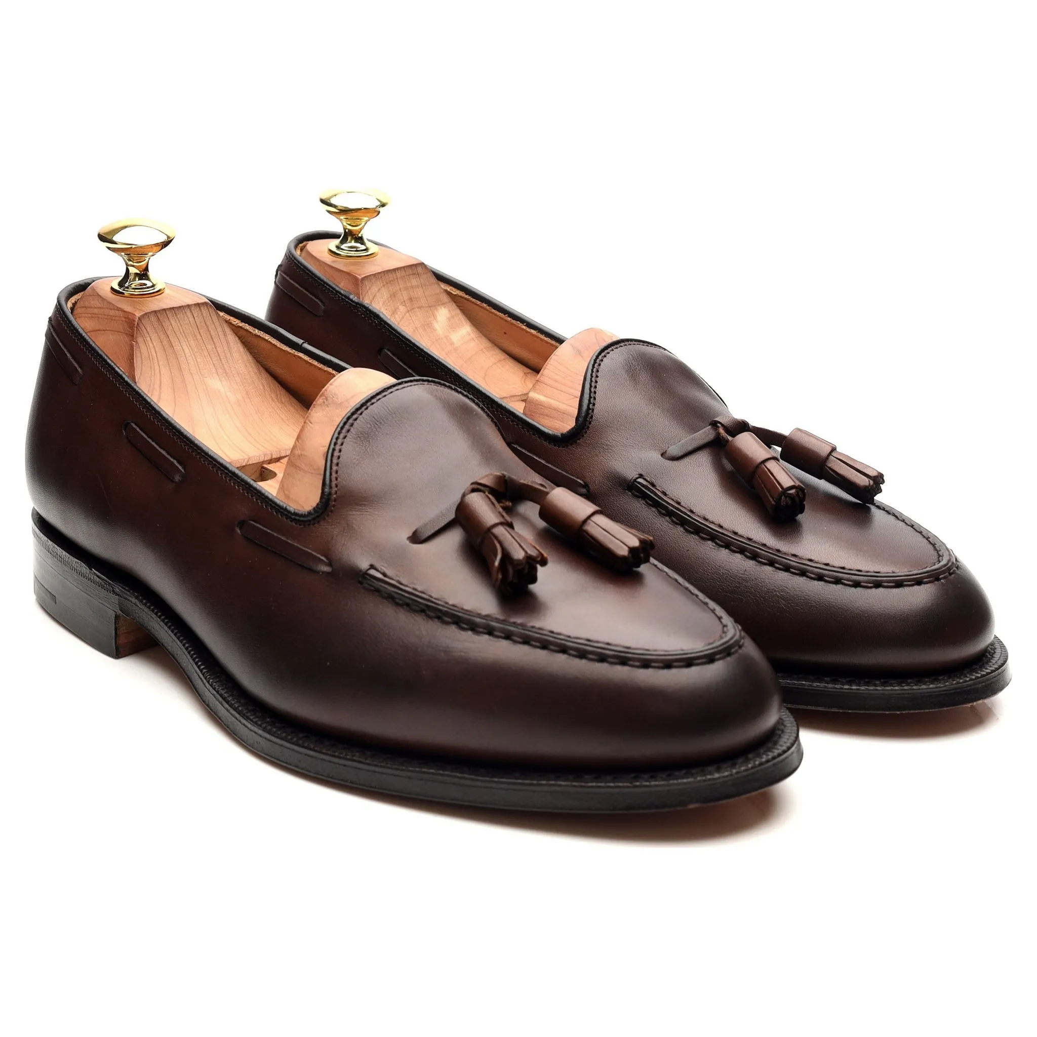 'Keats II' Dark Brown Leather Tassel Loafers UK 8 G