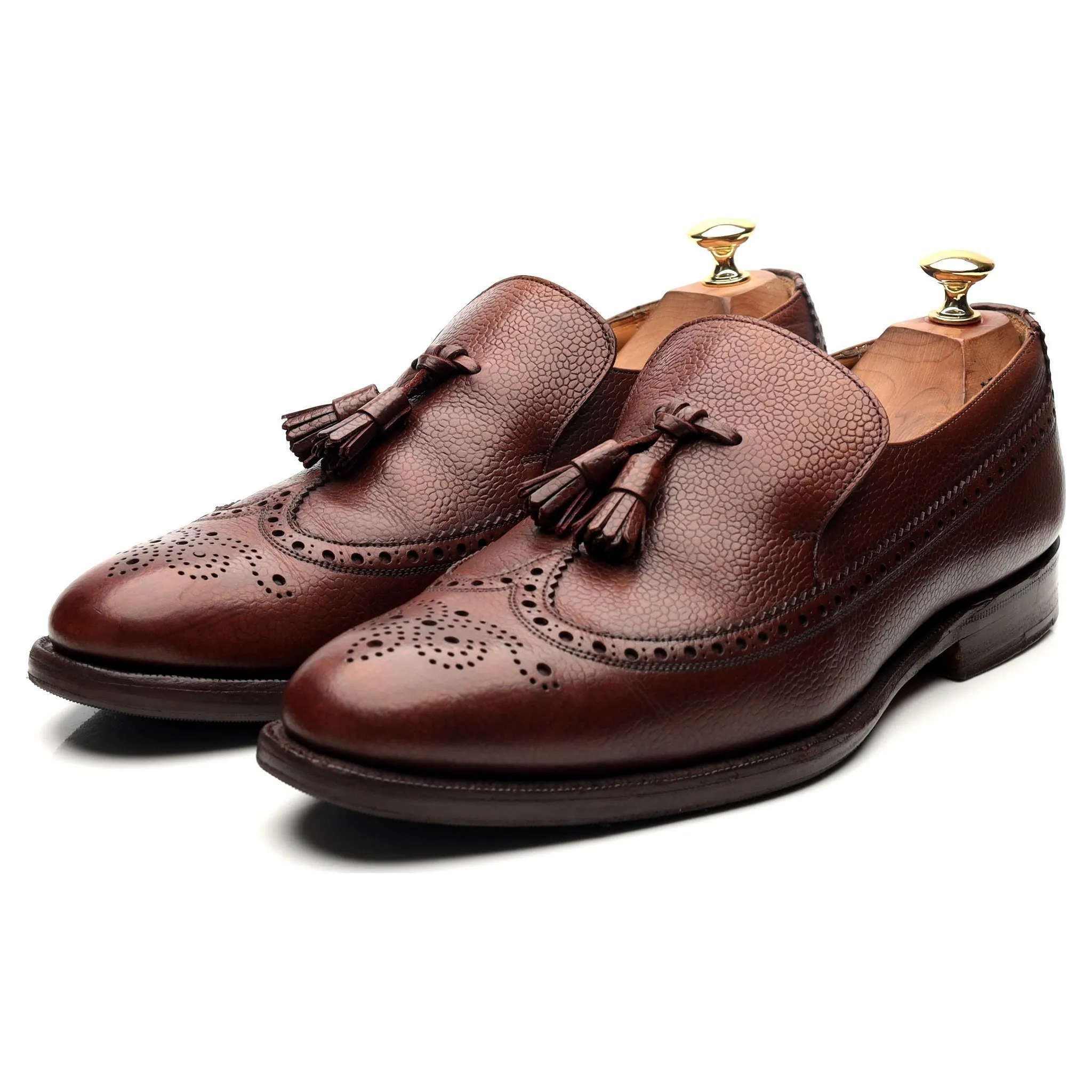 'Kingston' Brown Leather Tassel Loafers UK 9 F