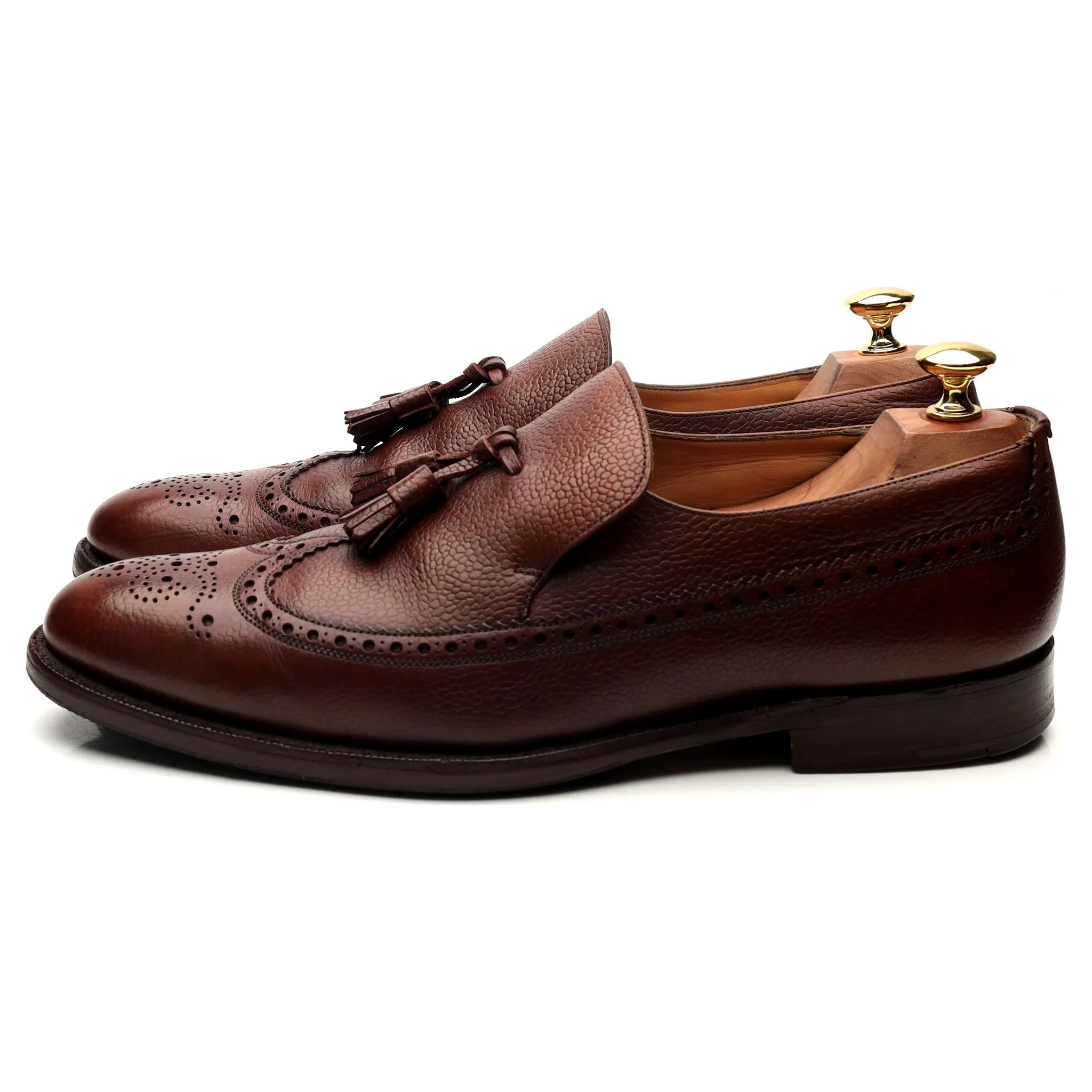 'Kingston' Brown Leather Tassel Loafers UK 9 F