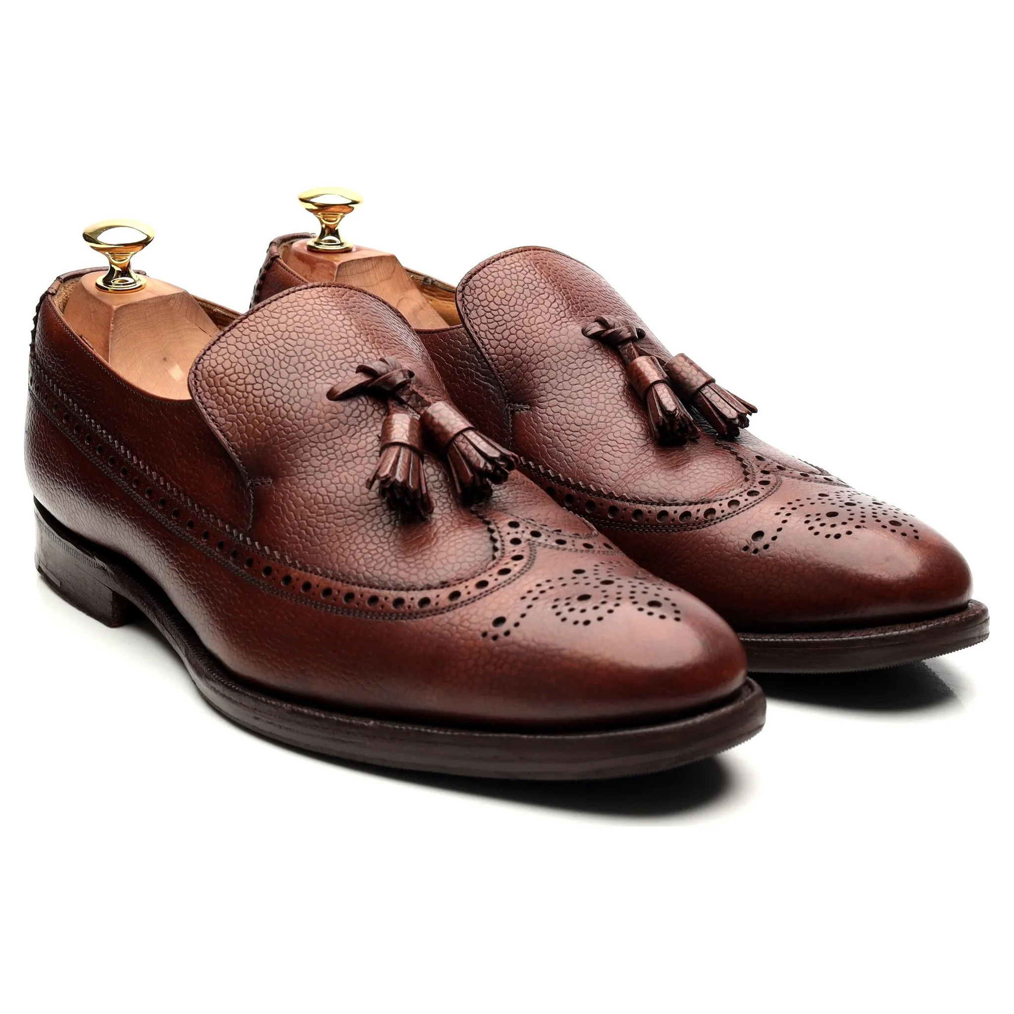 'Kingston' Brown Leather Tassel Loafers UK 9 F