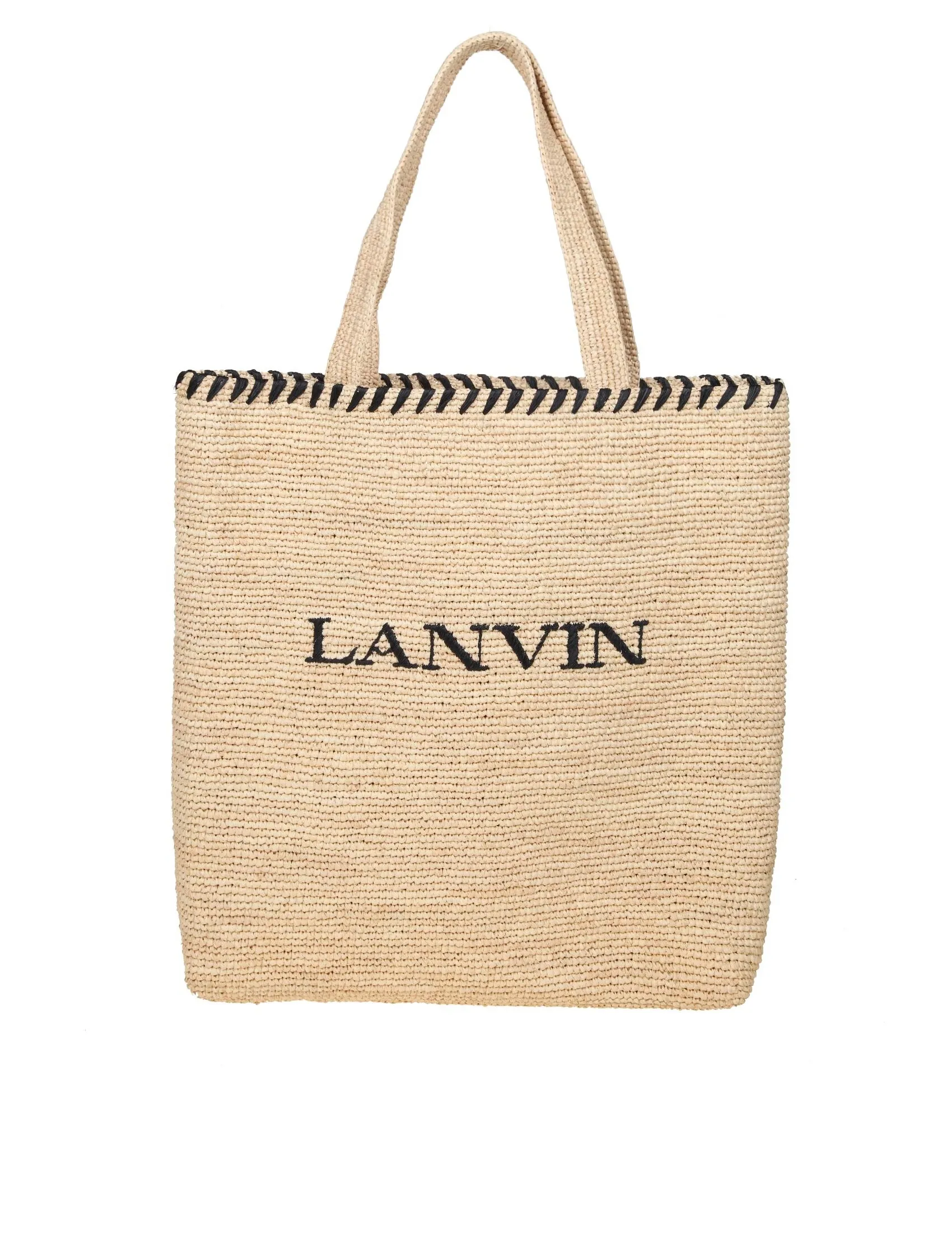 LANVIN TOTE BAG IN RAFFIA WITH EMBROIDERY