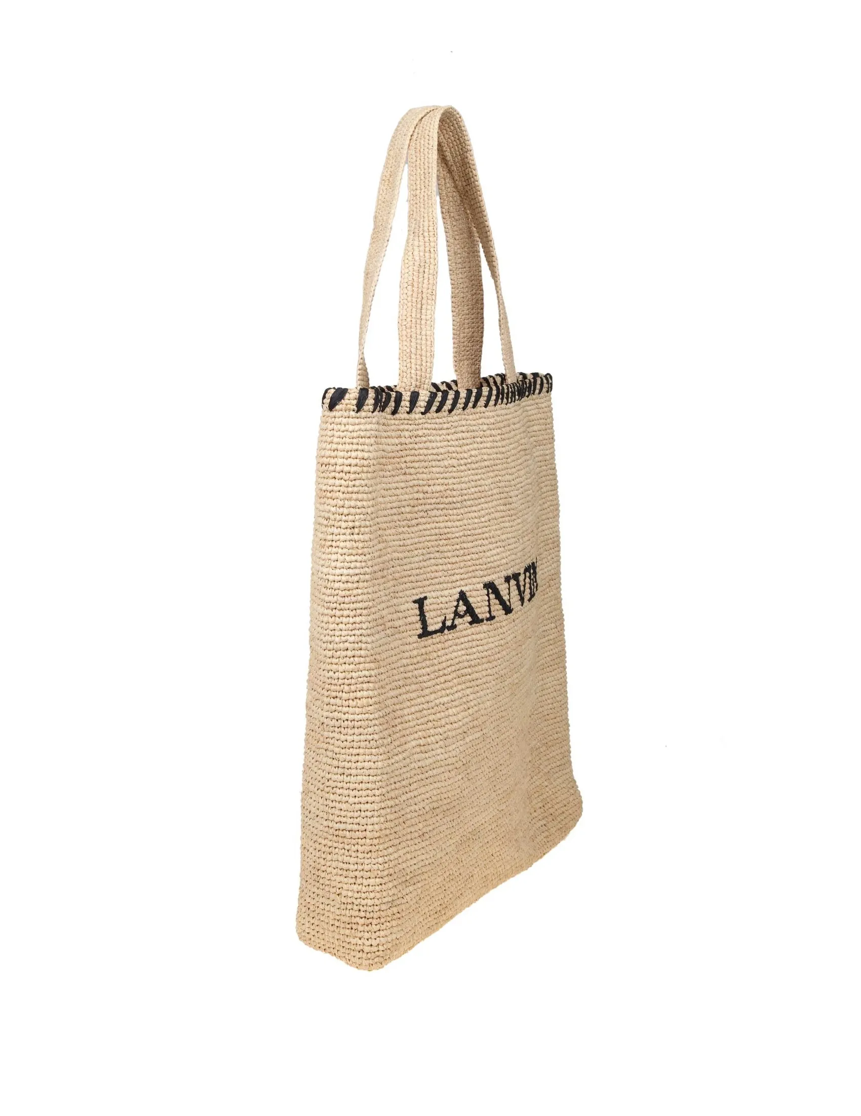 LANVIN TOTE BAG IN RAFFIA WITH EMBROIDERY