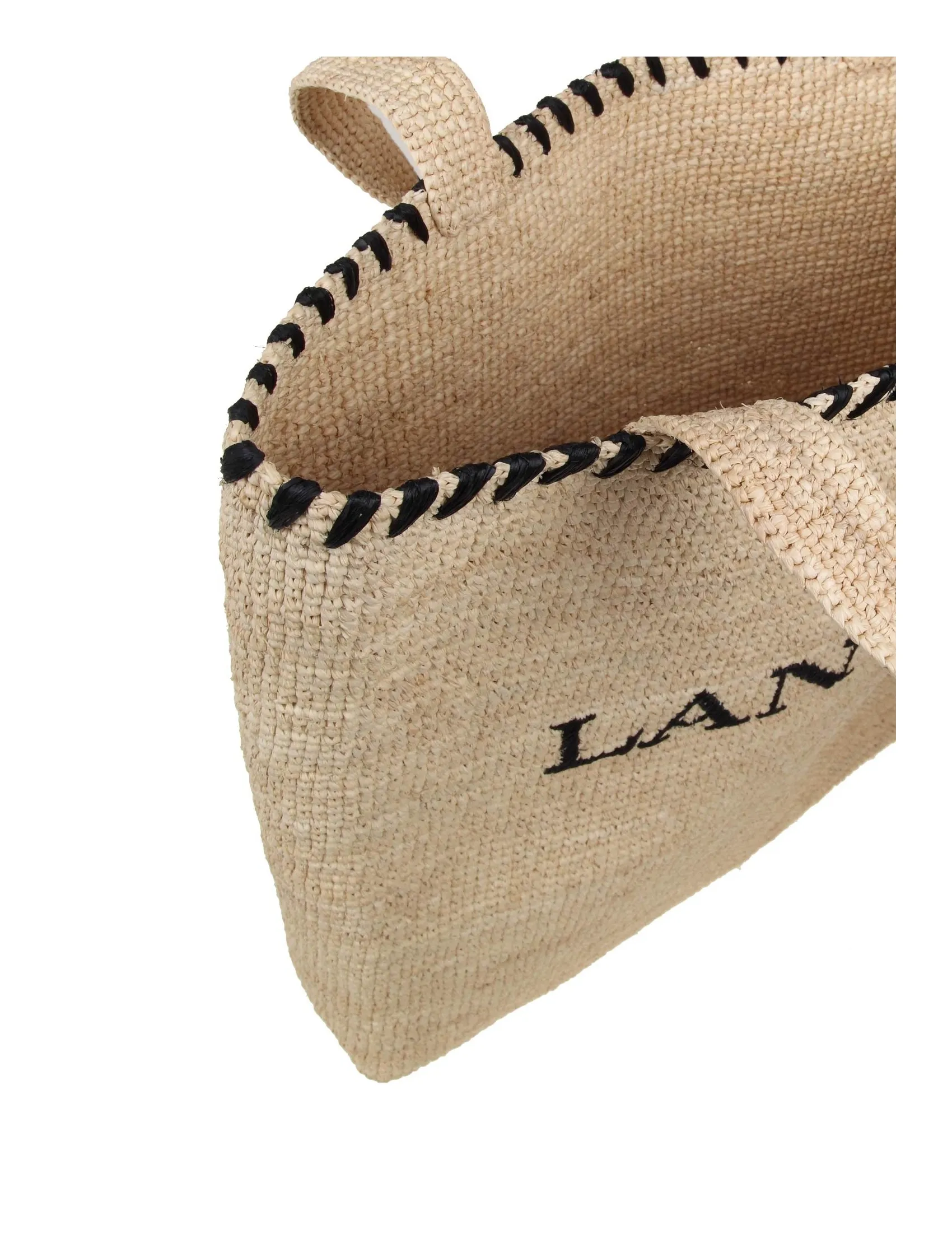 LANVIN TOTE BAG IN RAFFIA WITH EMBROIDERY