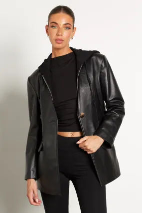 Leather Blazer with Hoodie