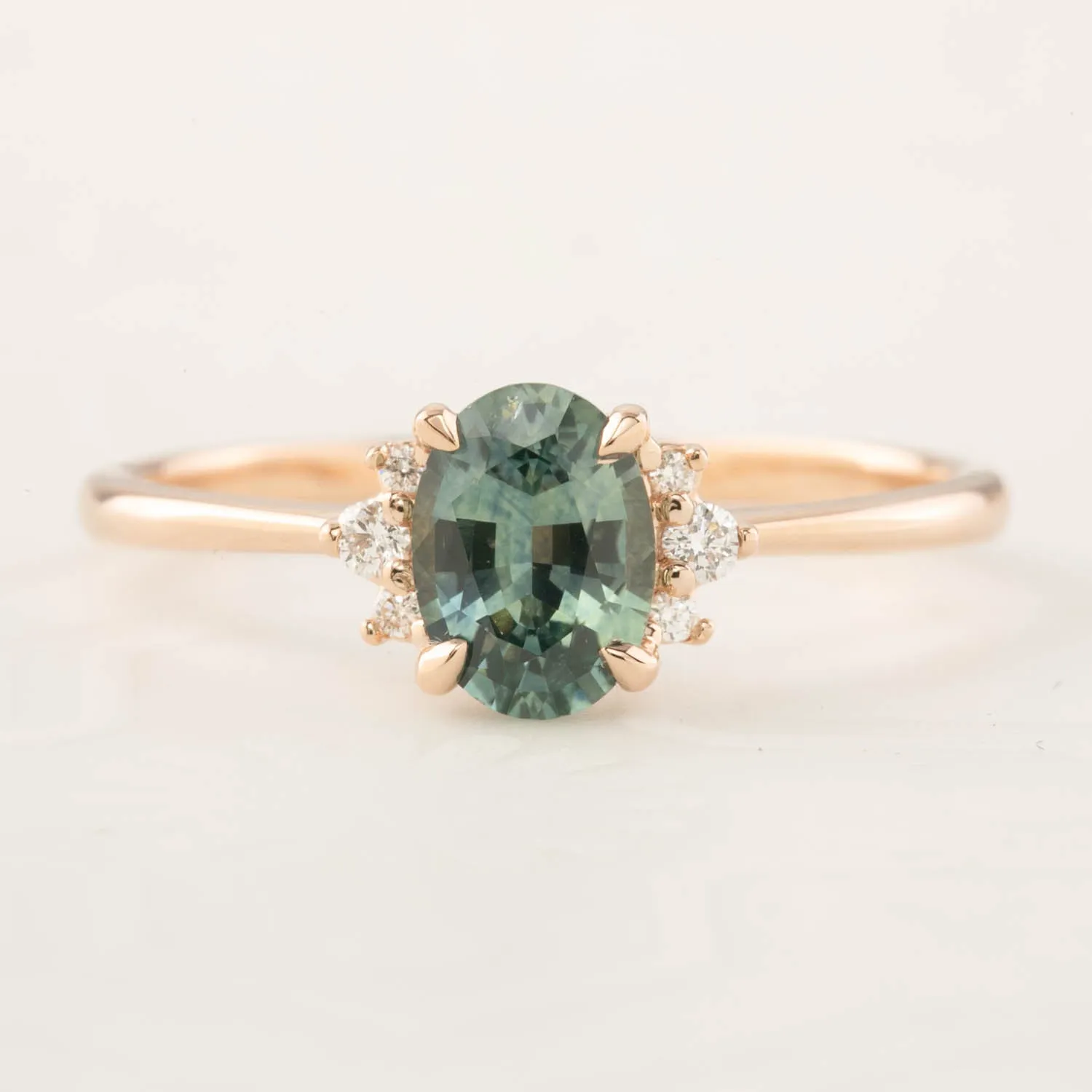 Lena Ring - 0.88ct Montana Green Sapphire, 14k Rose Gold (One of a kind)