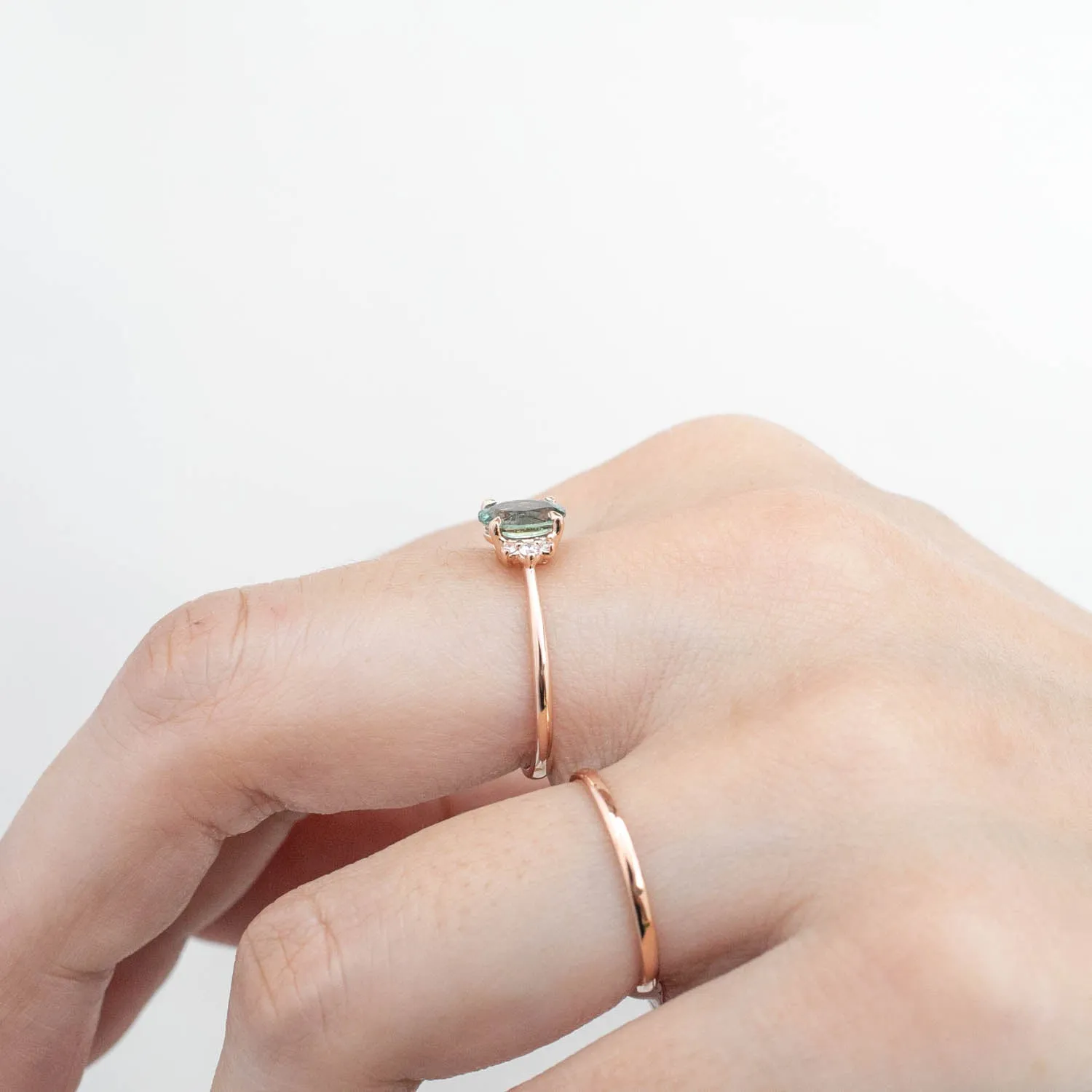 Lena Ring - 0.88ct Montana Green Sapphire, 14k Rose Gold (One of a kind)