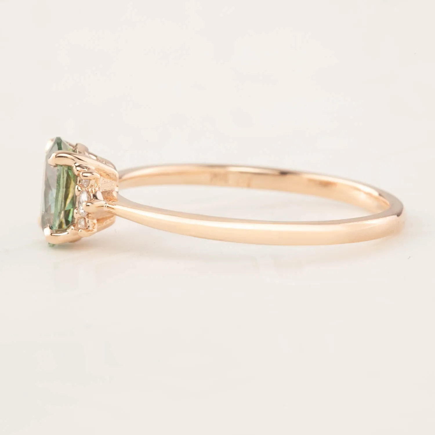 Lena Ring - 0.88ct Montana Green Sapphire, 14k Rose Gold (One of a kind)